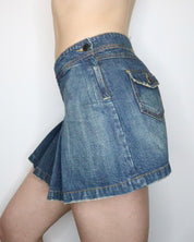 Pleated Denim Mini Skirt (XS) 