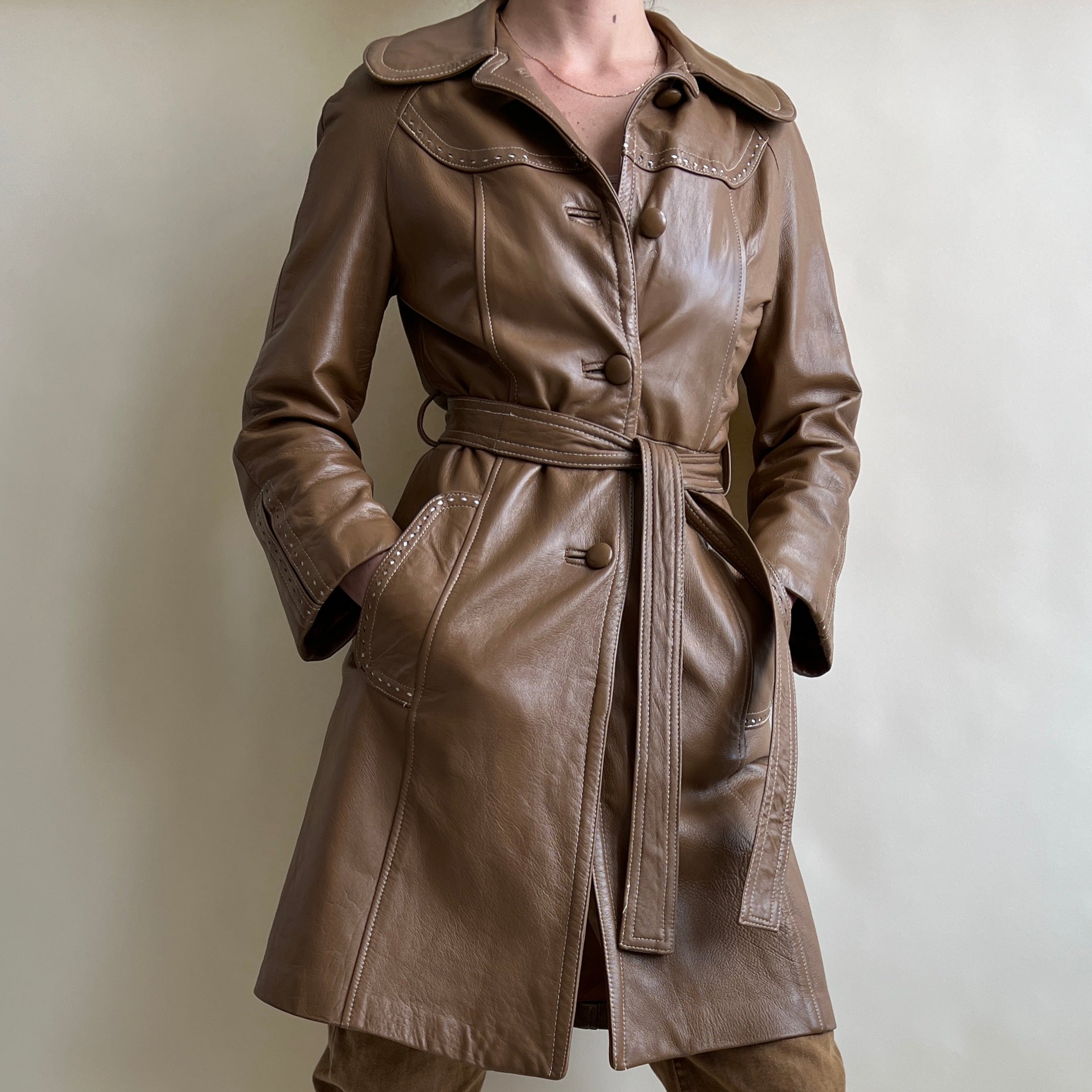 vintage brown leather midi
