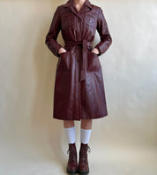 Vintage maroon leather midi