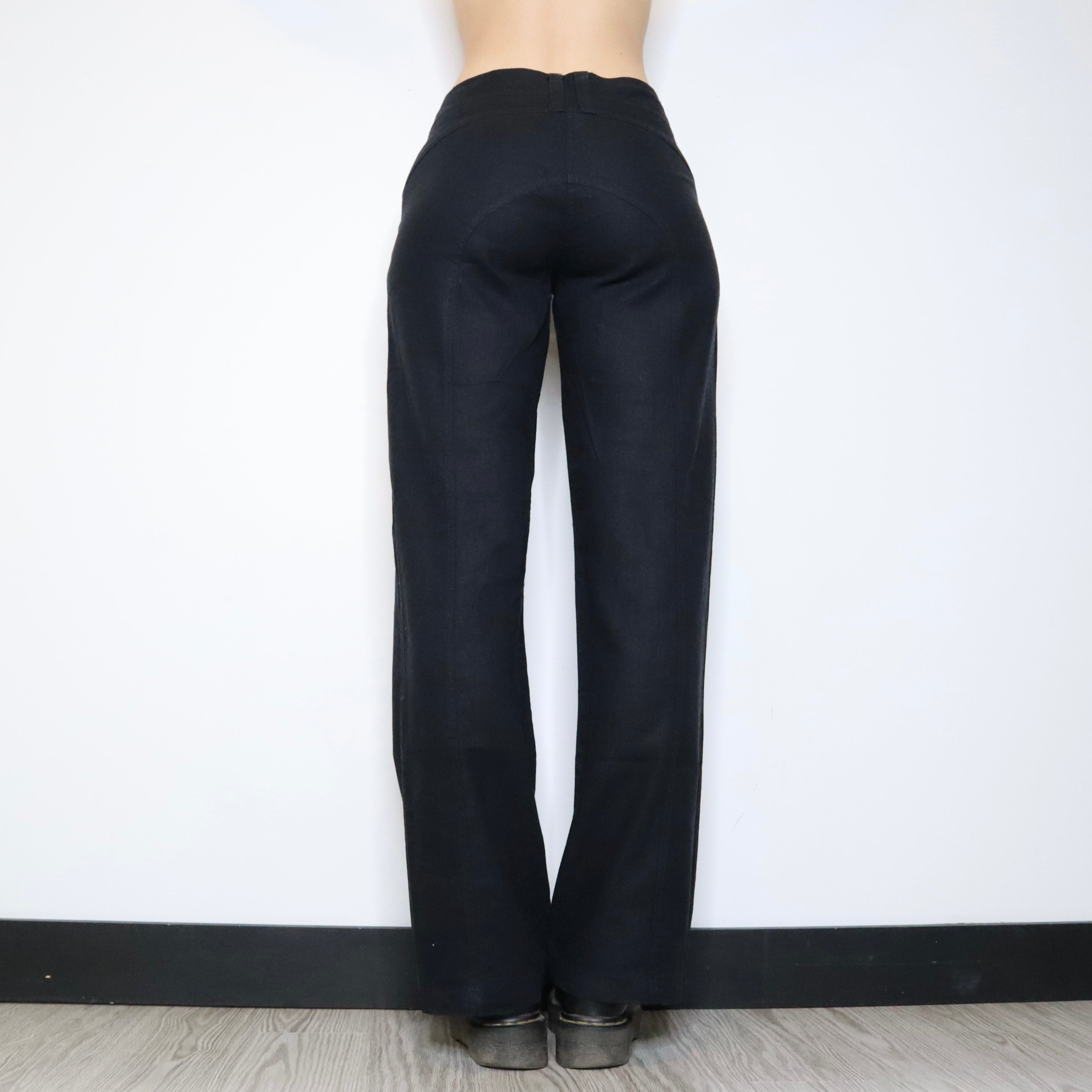 Black Linen Wide Leg Pants (Small)