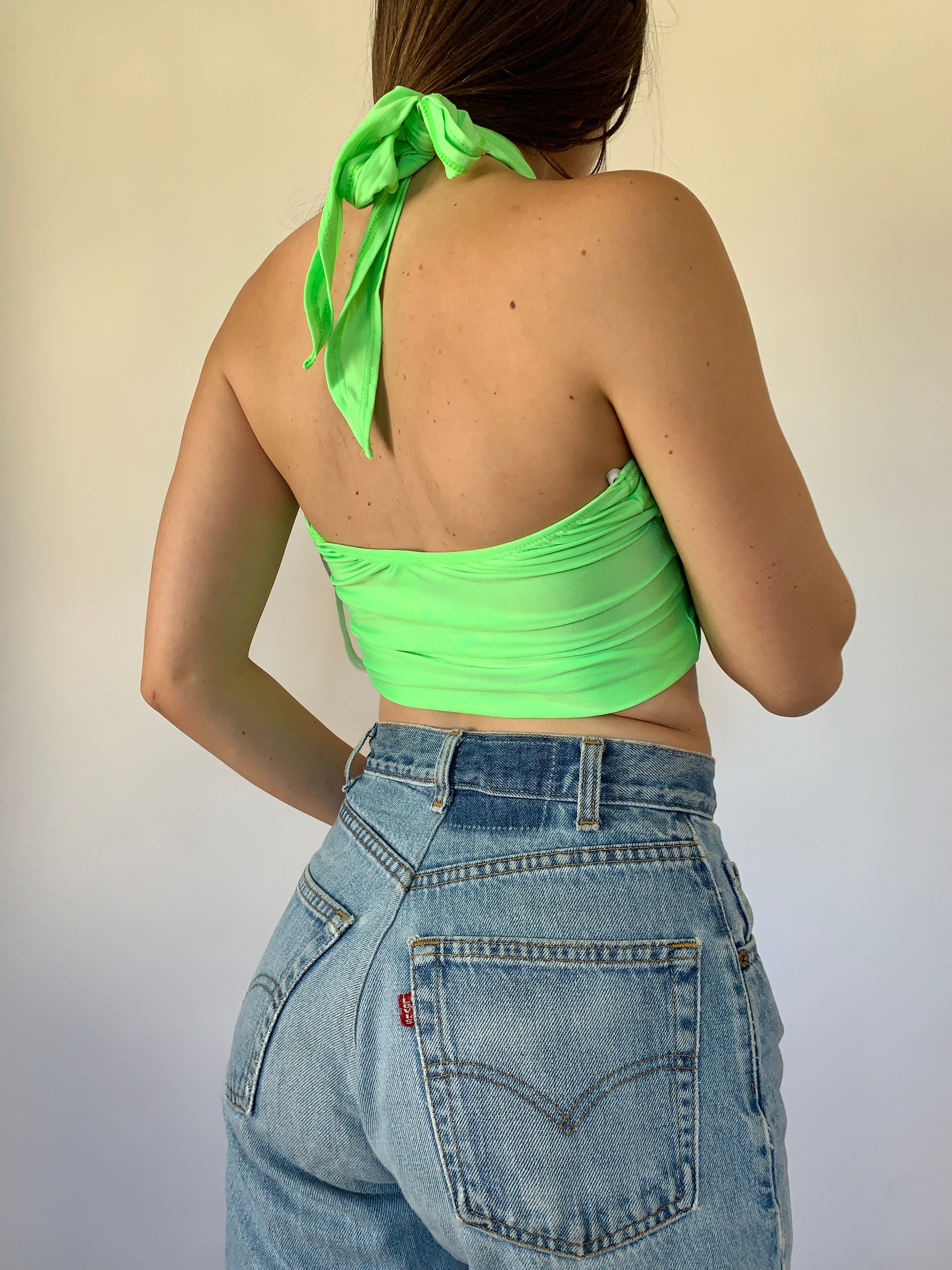 Vintage Neon Wrap Top (S/M)