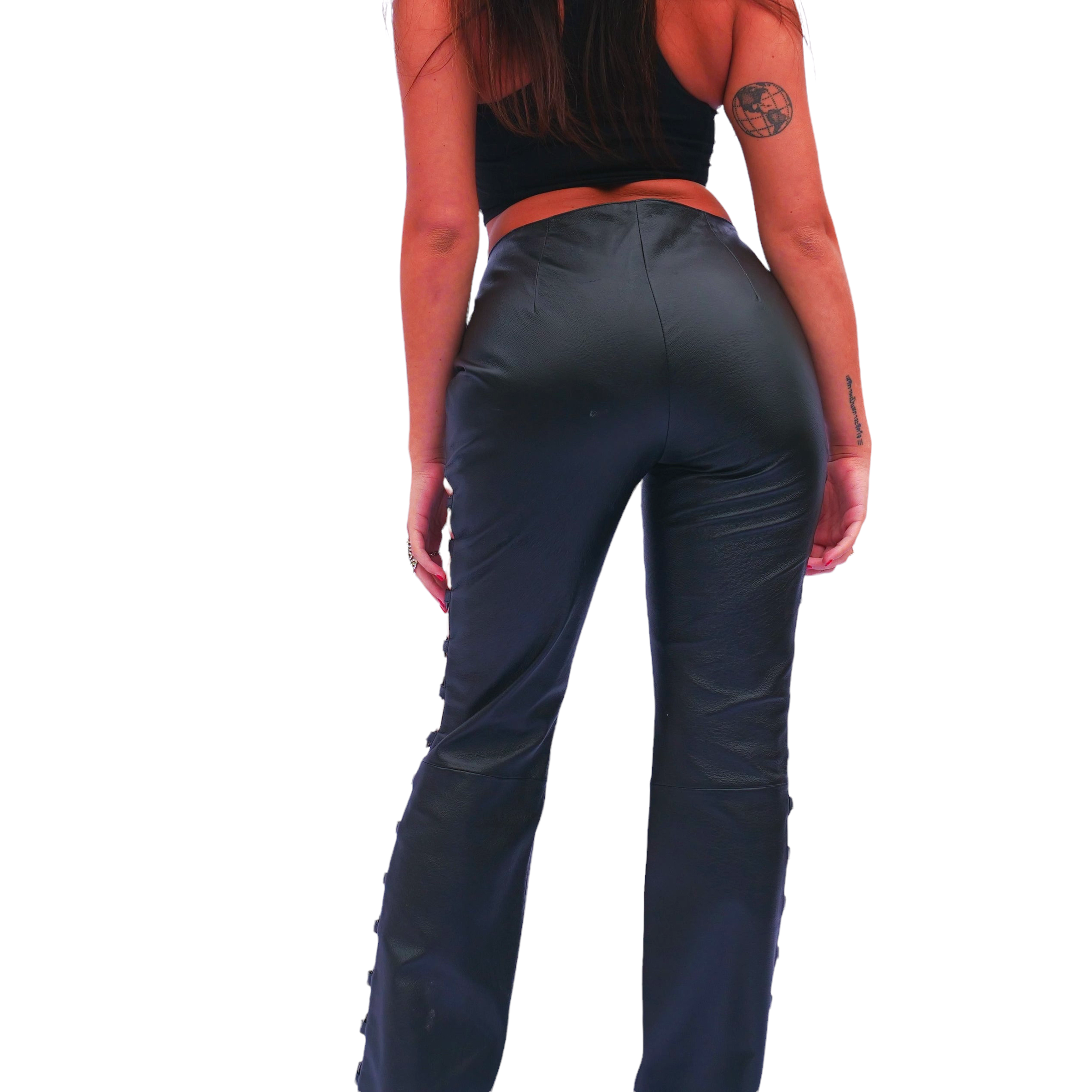 cut out leather pants