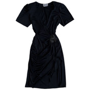 90s black sheer wrap dress