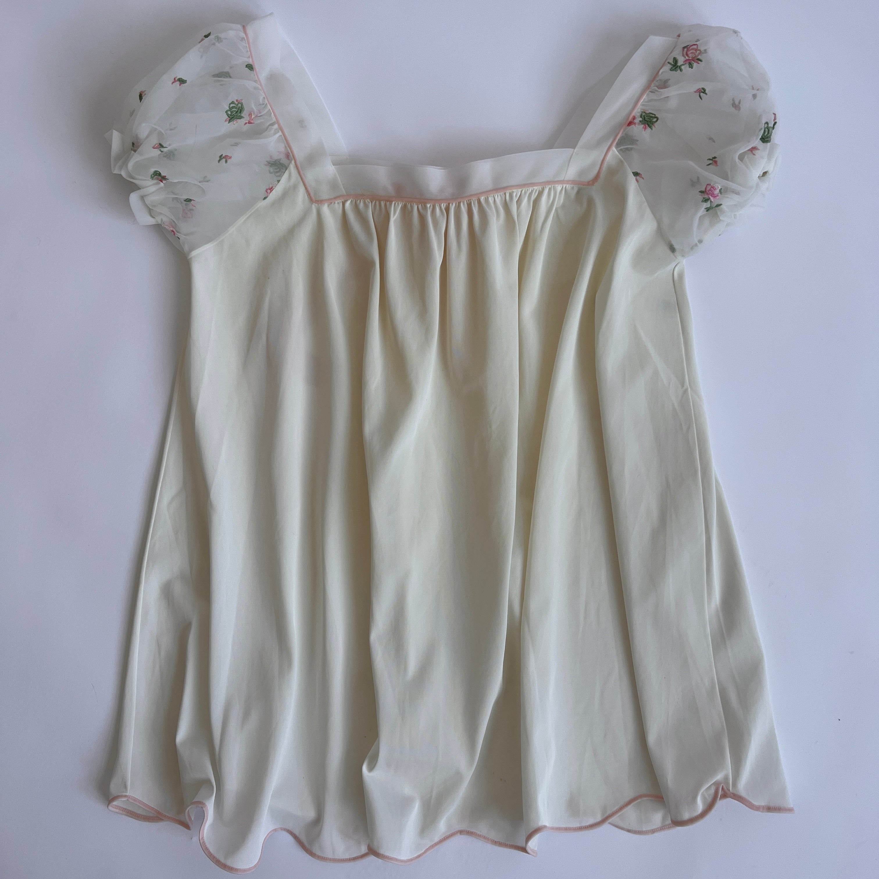 80s floral puff sleeve blouse (L)