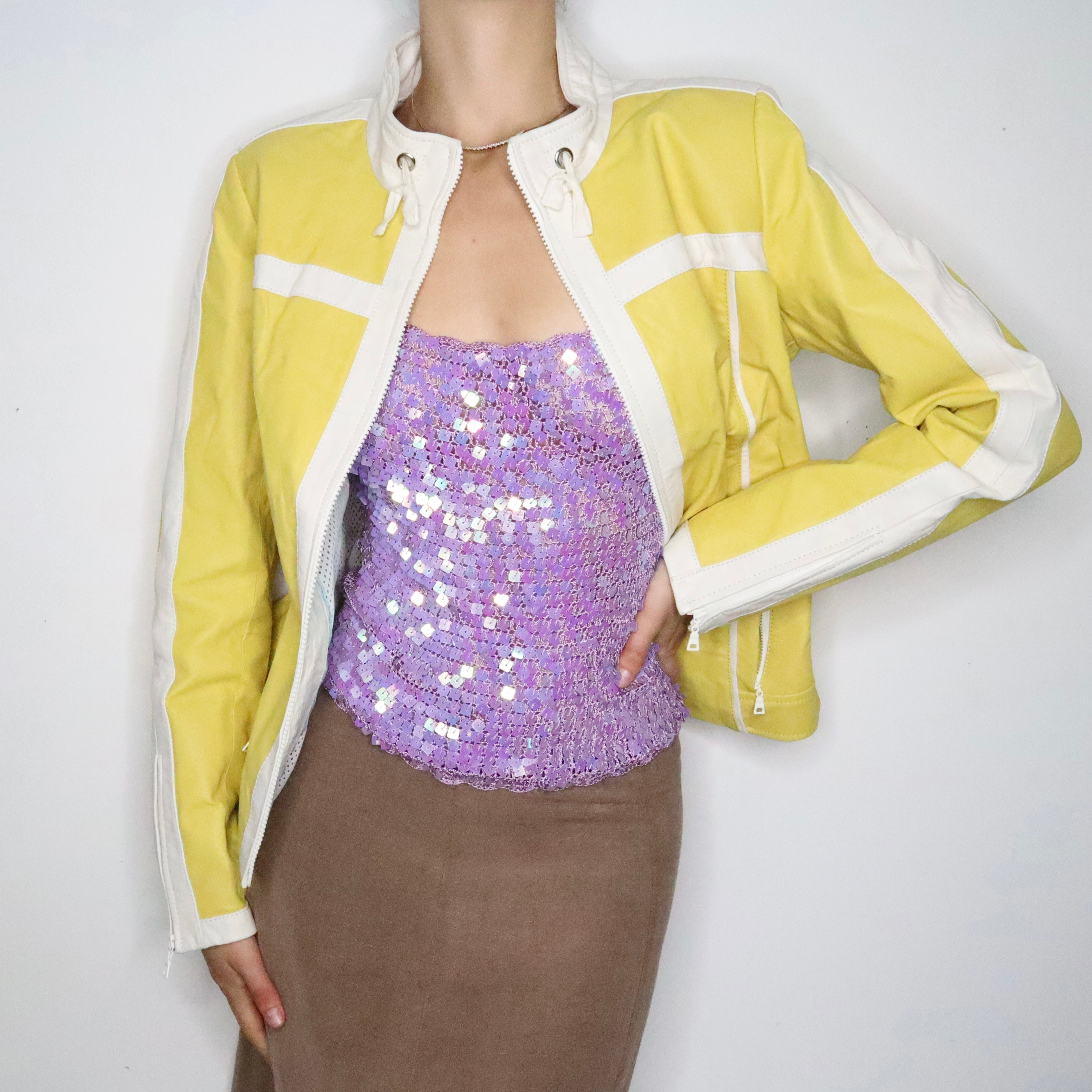 Yellow Leather Racer Jacket (M-L)