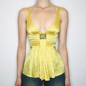 Yellow Silk Babydoll Top (XS)