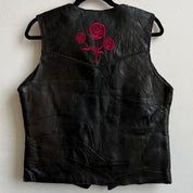 Black leather rose vest
