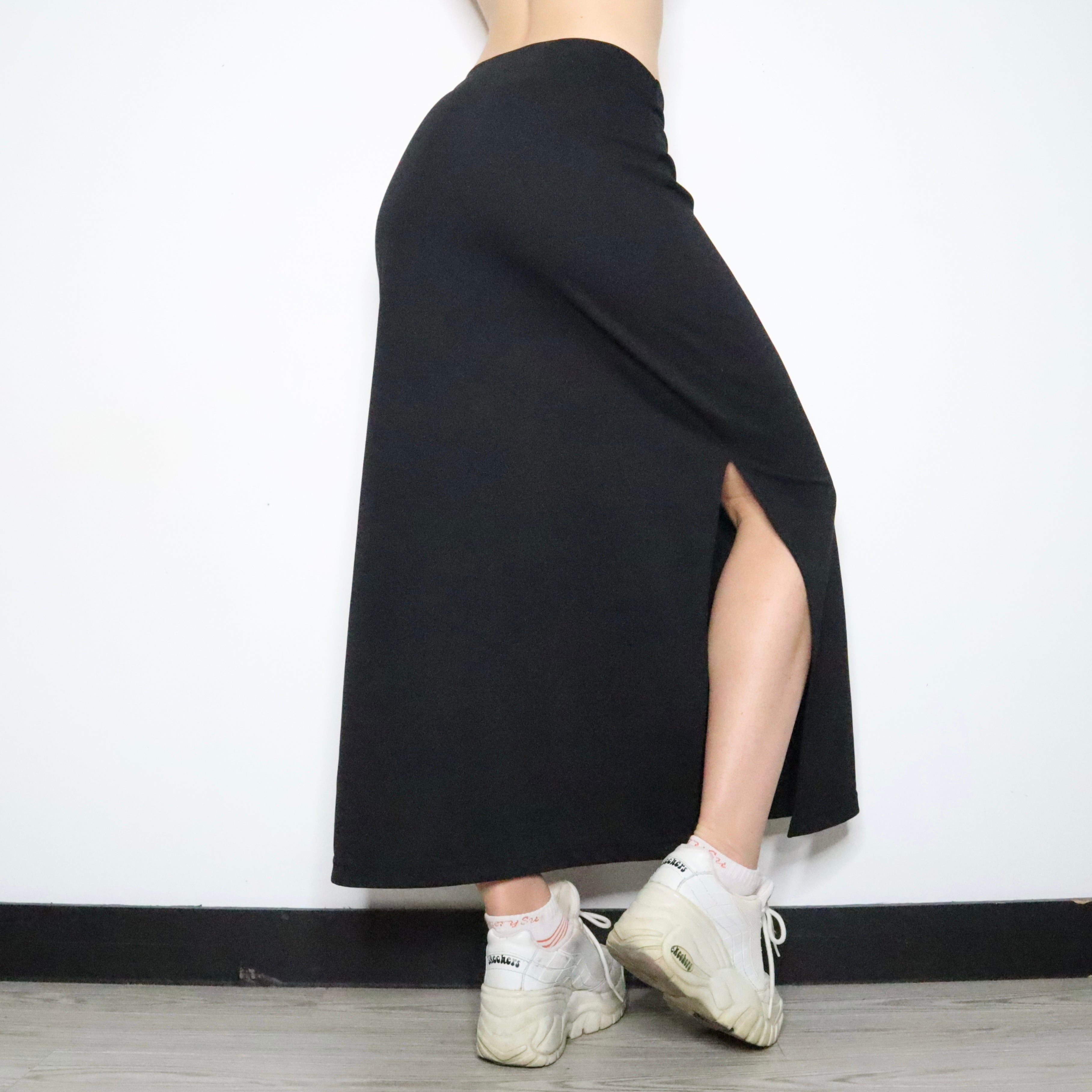 Black Slit Maxi Skirt (Small)