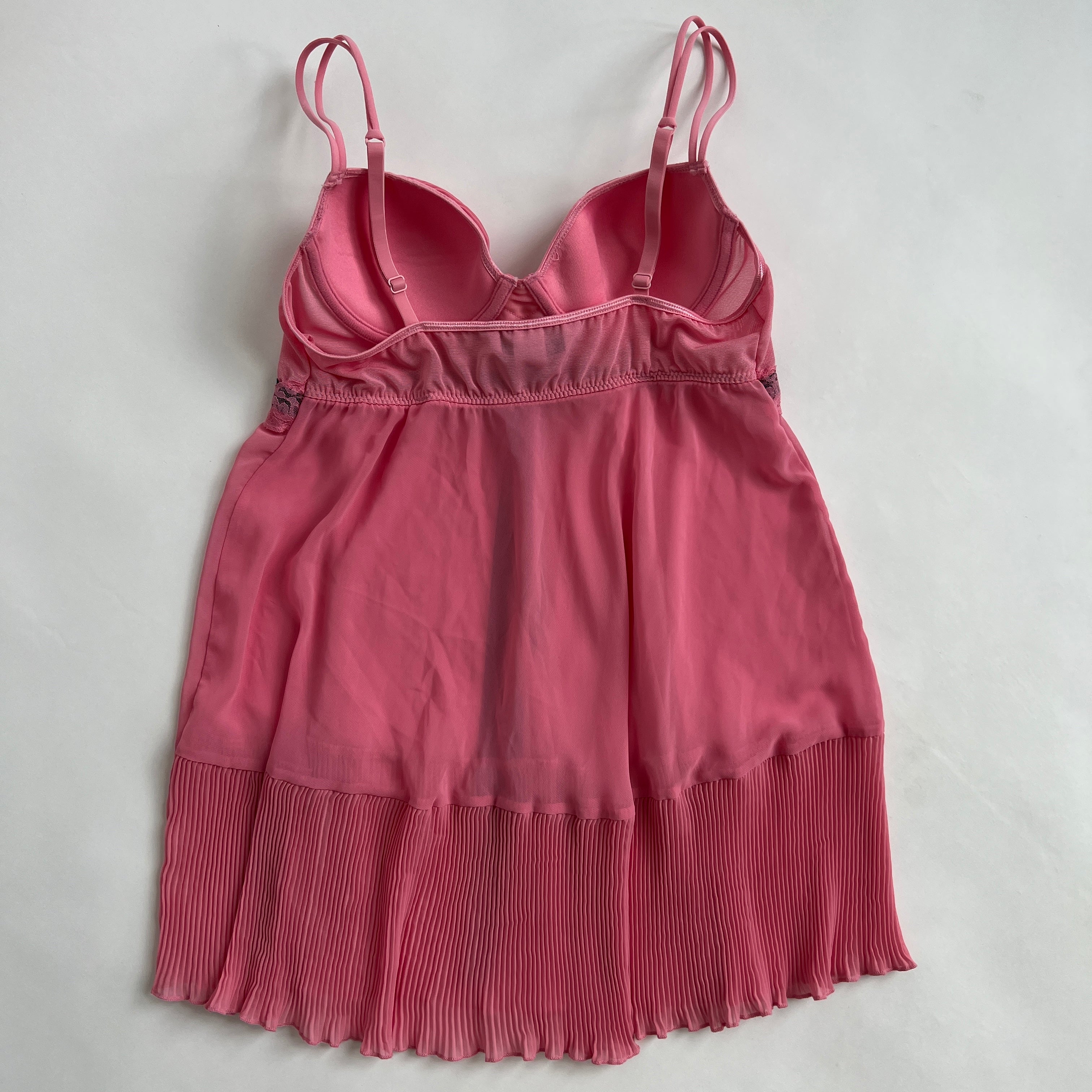 Pink pleated babydoll slip