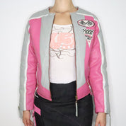 Pink Leather Racer Jacket (Small)