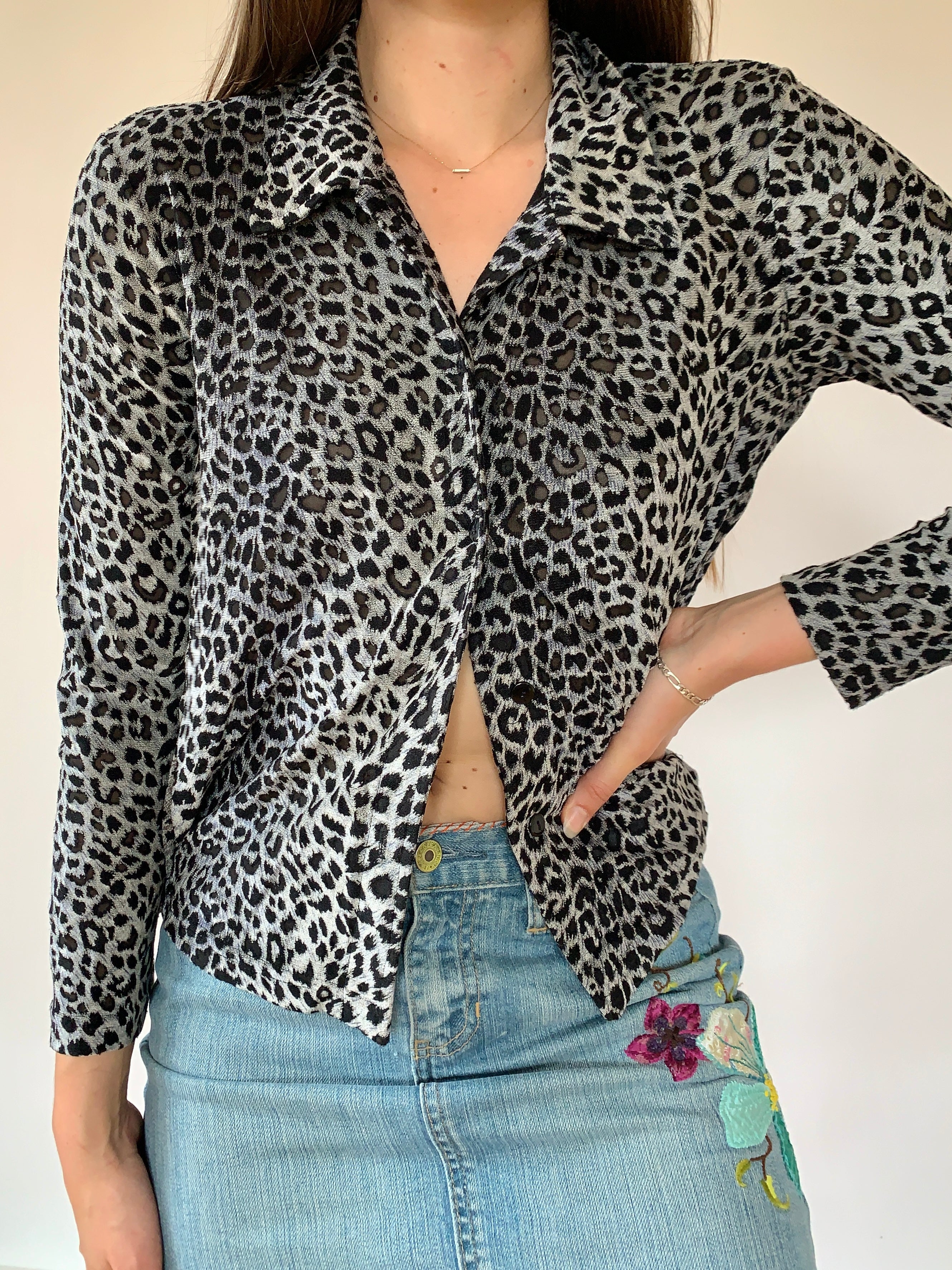 Vintage 1990s Leopard Blouse