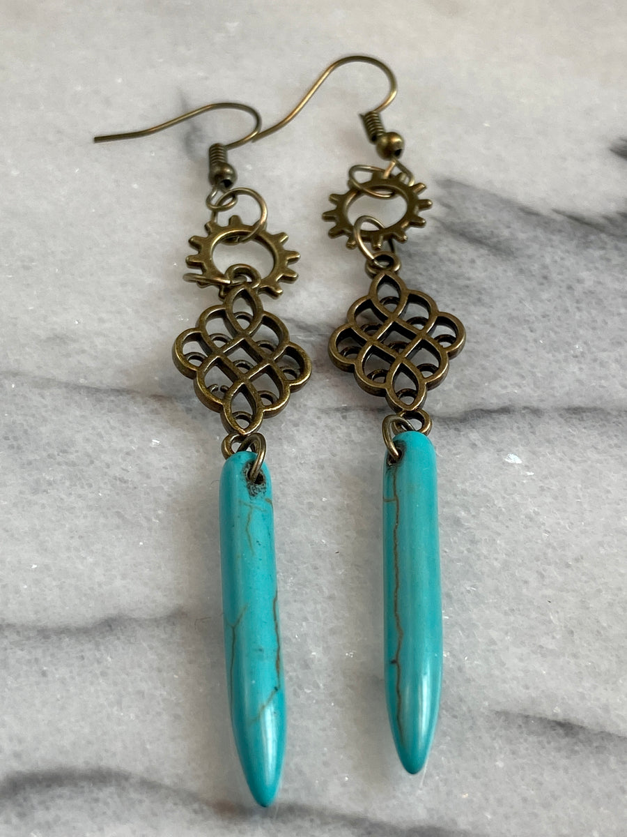 Blue spiky earrings