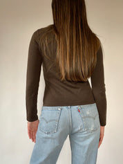 Ruched Brown Sweater
