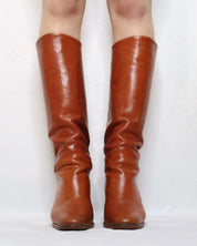 Italian Western Brown Leather Boots (7.5 US/38.5 EU)