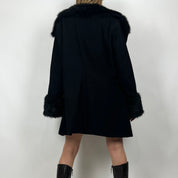 2000s Guess Black Fur-Trim Coat (M/L)