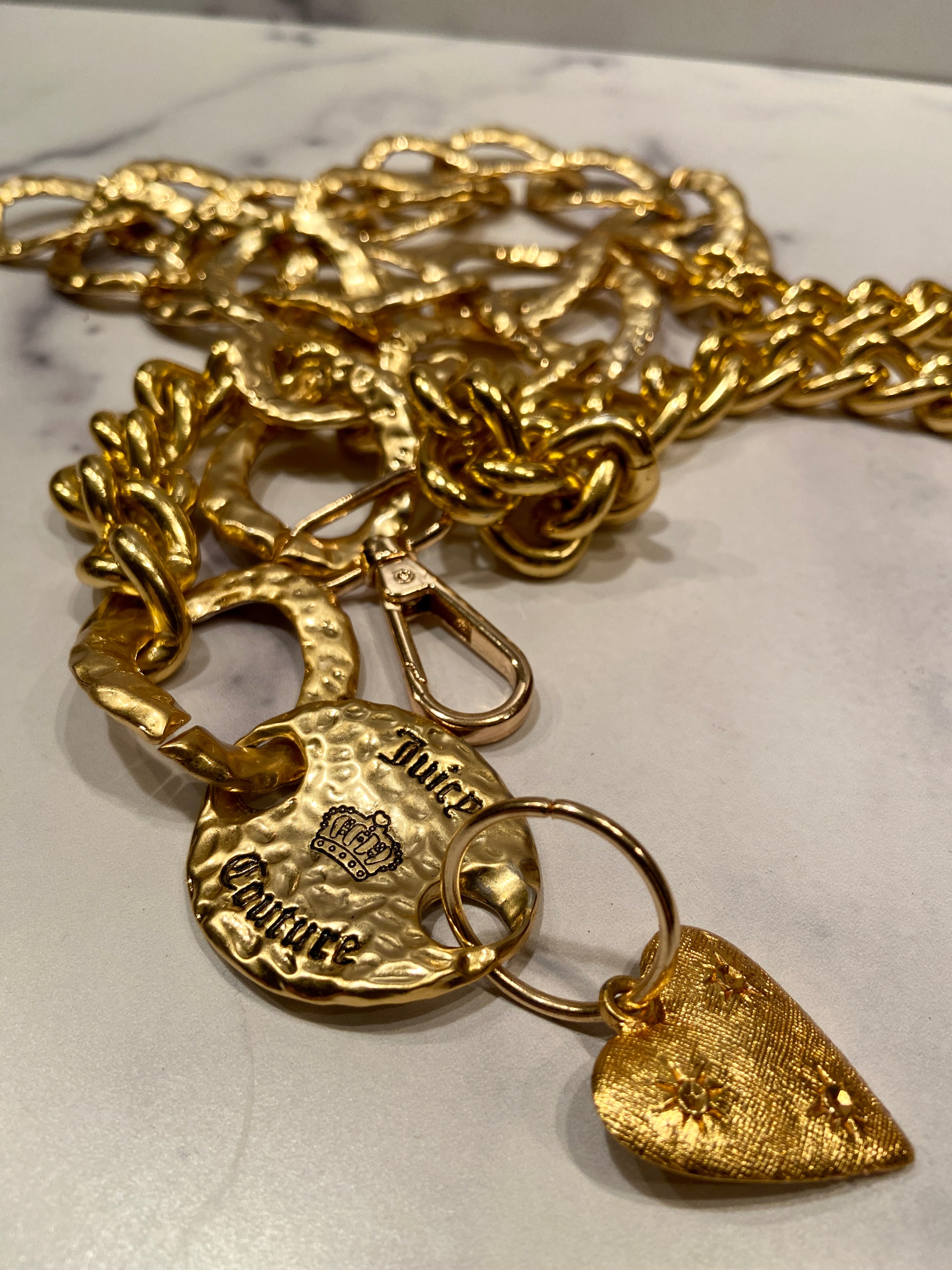 Juicy Couture Heart Charm Gold Chain Belt