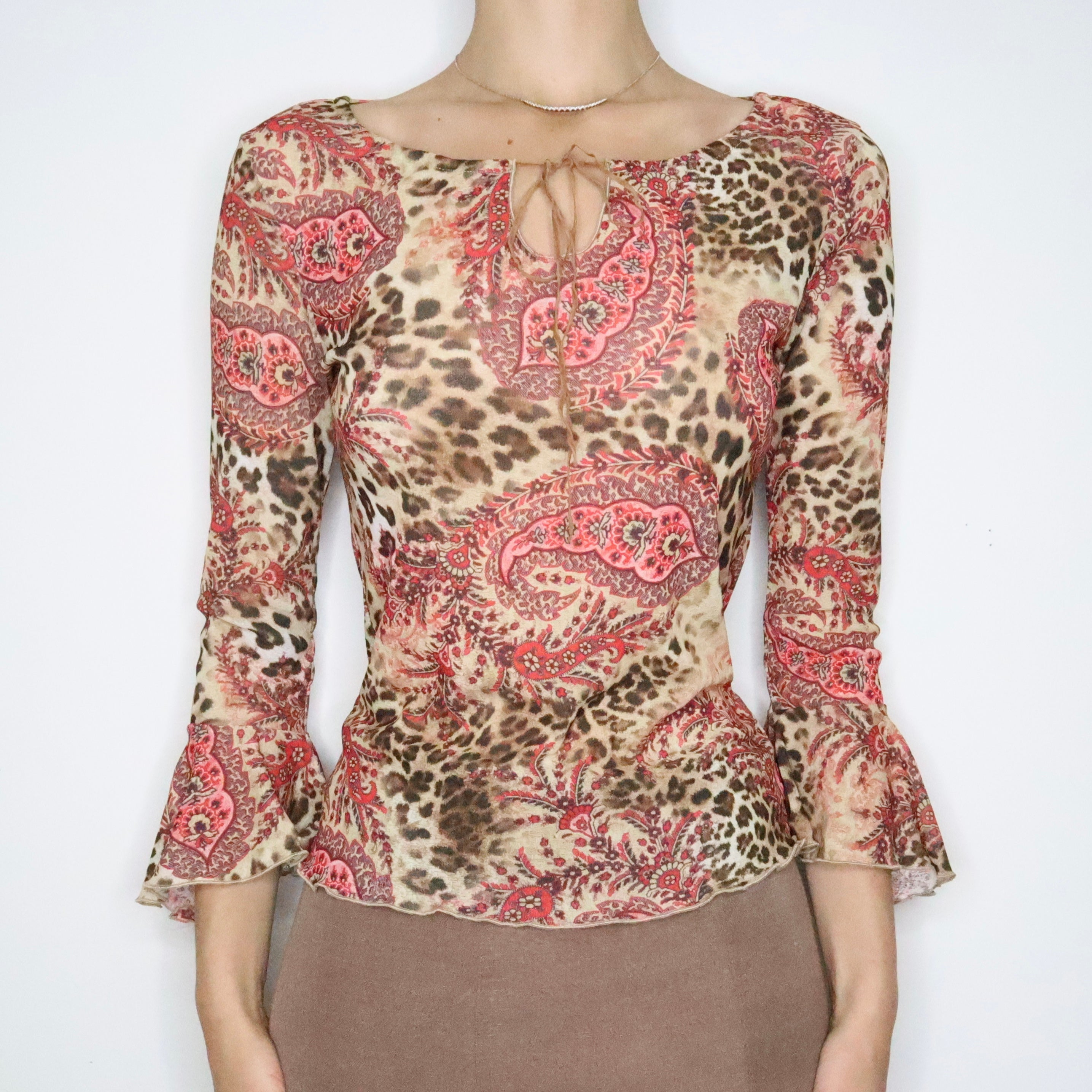 Paisley Mesh Bell Sleeve Blouse (M-L)