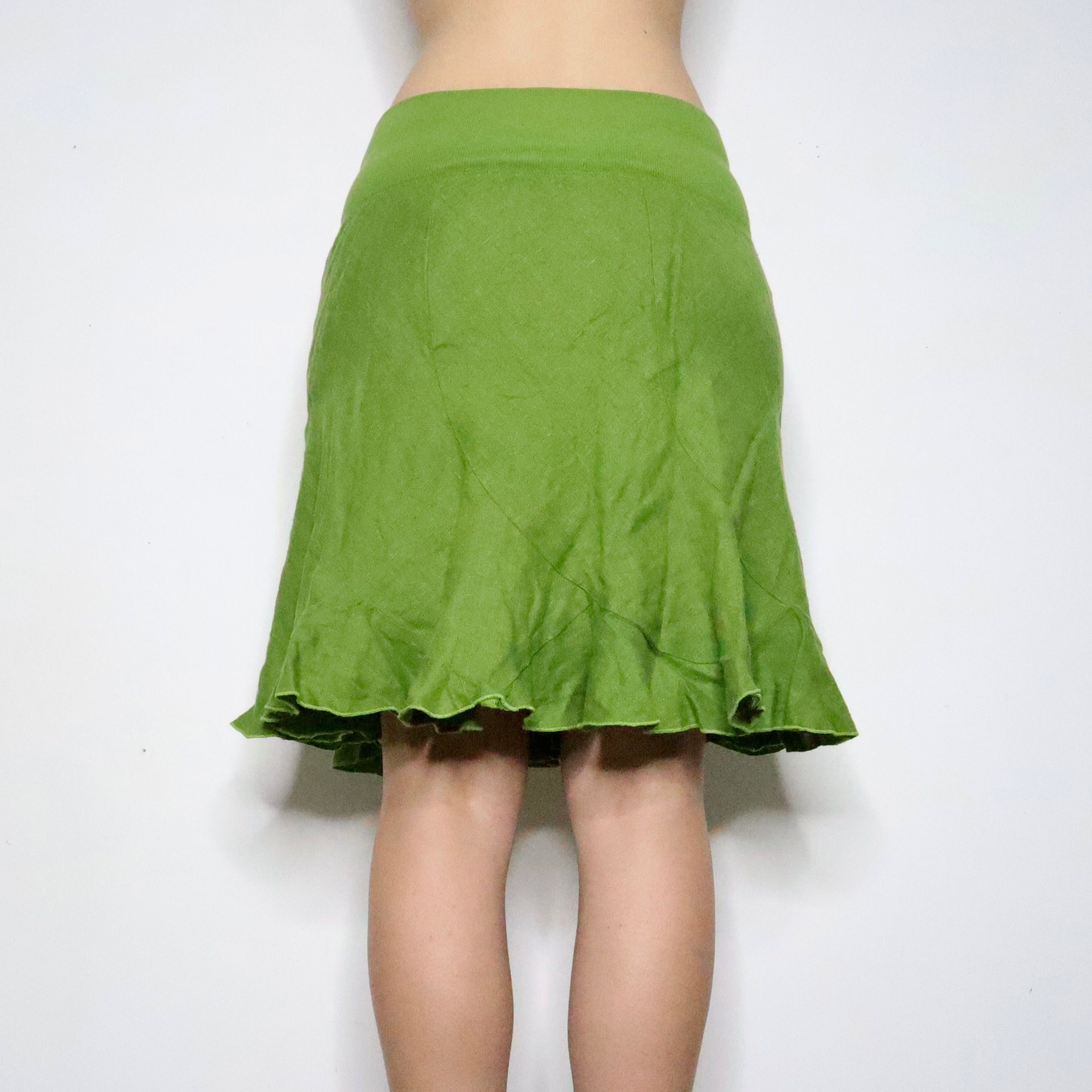 Green Linen Midi Skirt (S-M)