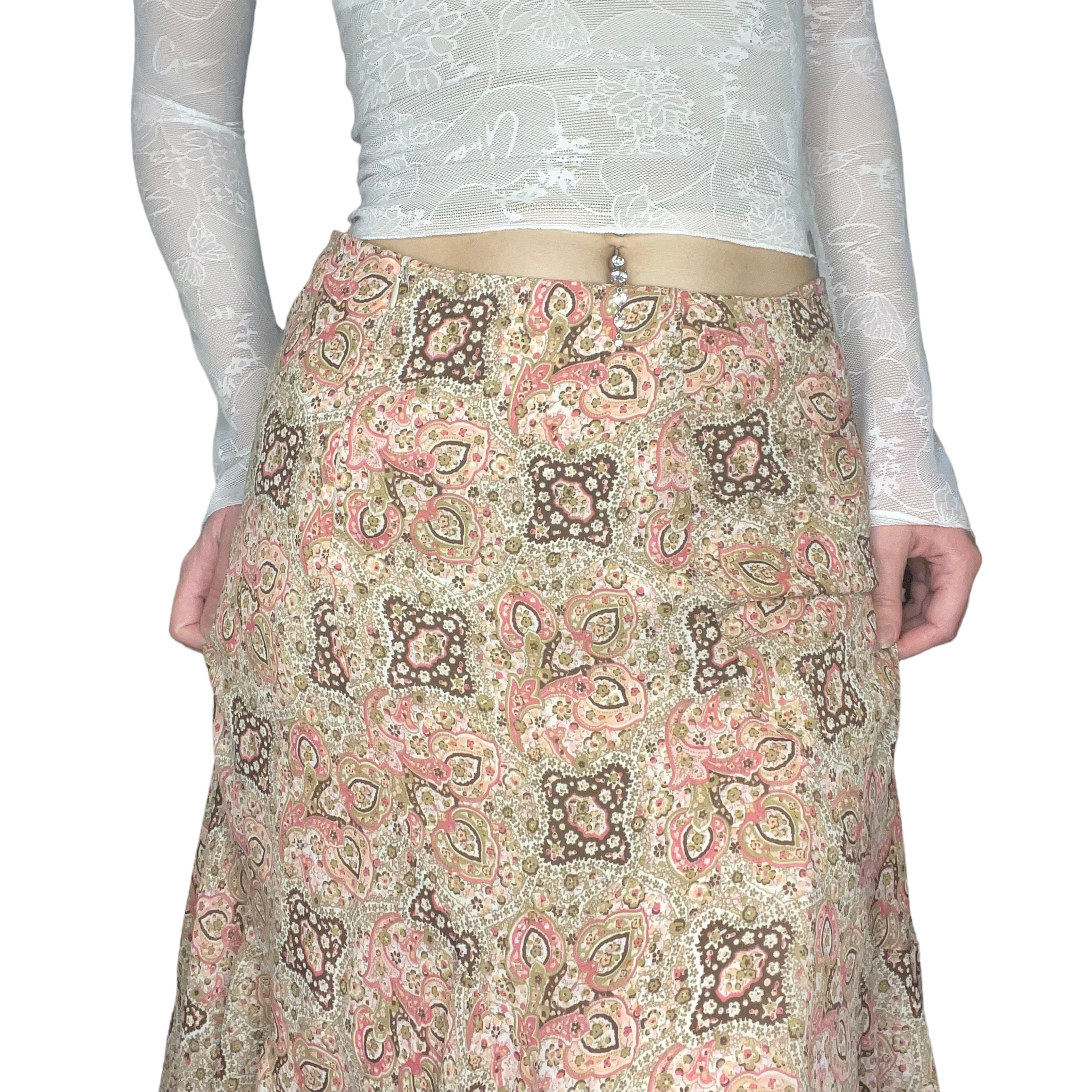 Pink paisley printed skirt