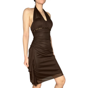 mini brown halter dress