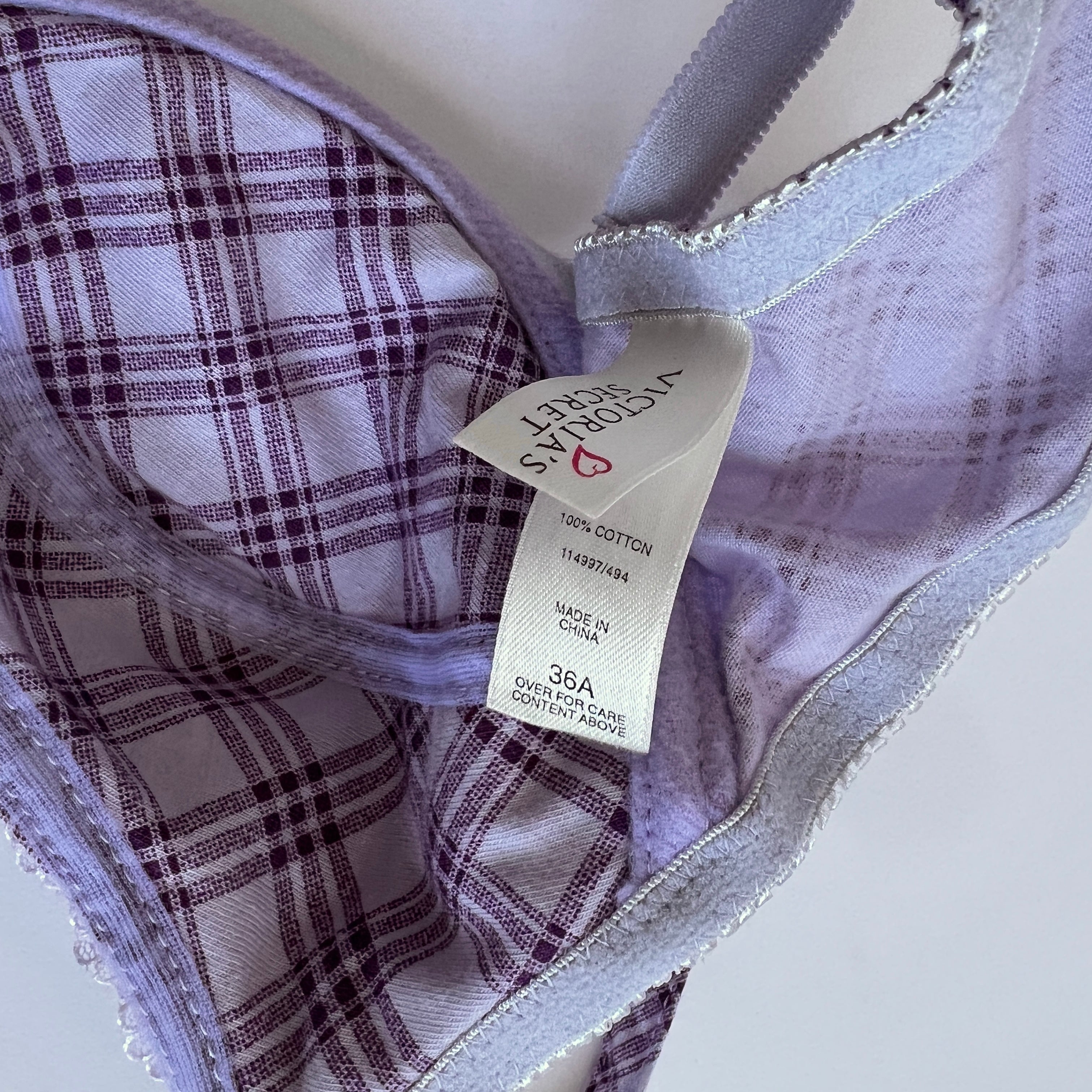 00s Lavender plaid bra (36A)