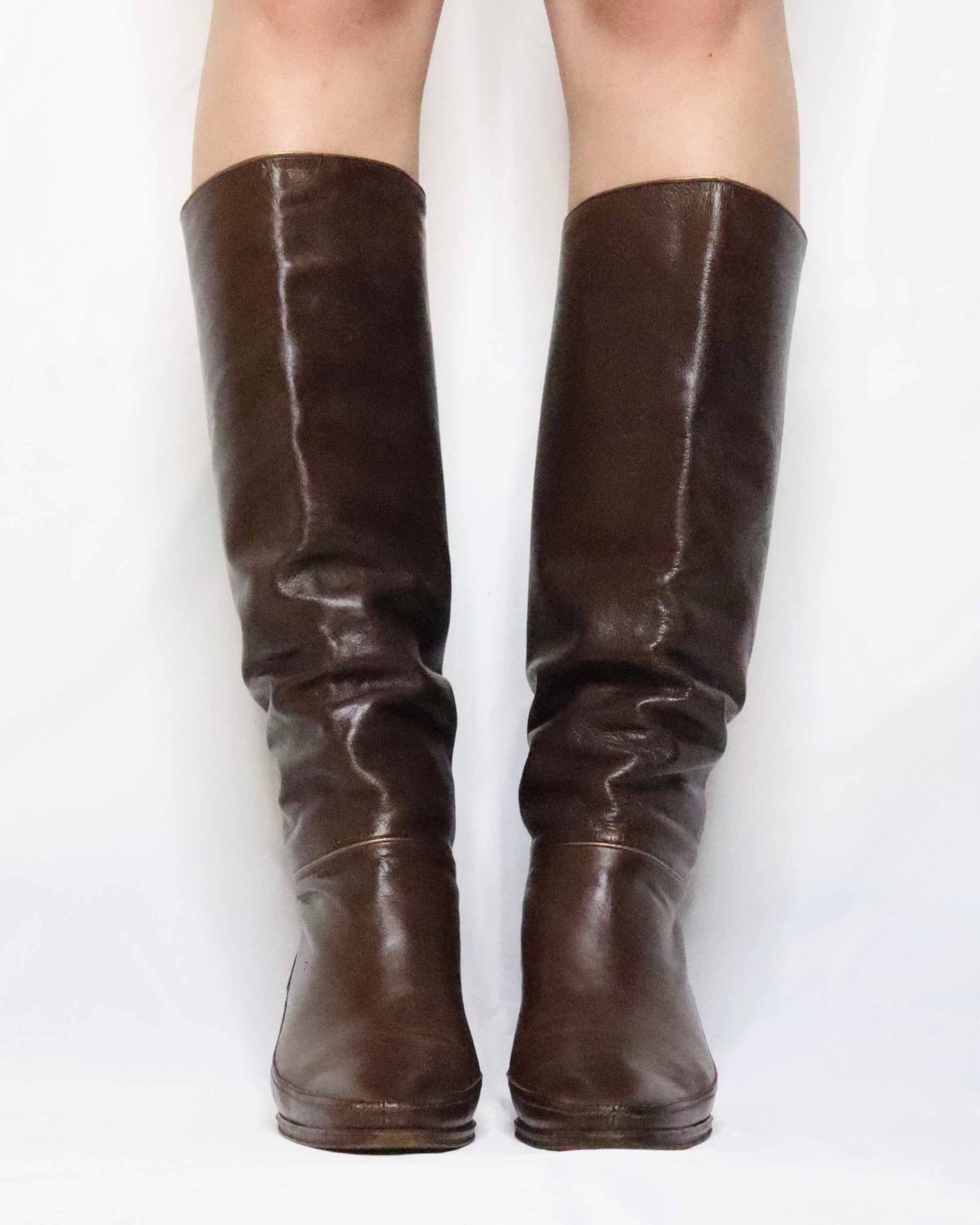 Slouchy Leather Riding Boots (6 US/36.5 EU)