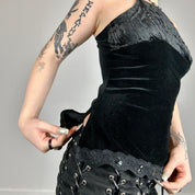 Y2k Velour Sequin Lace Trim Cami