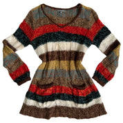 Stripe knit sweater dress