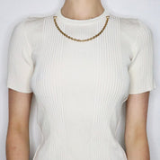 Givenchy Cream Ribbed Knit Top (Small)
