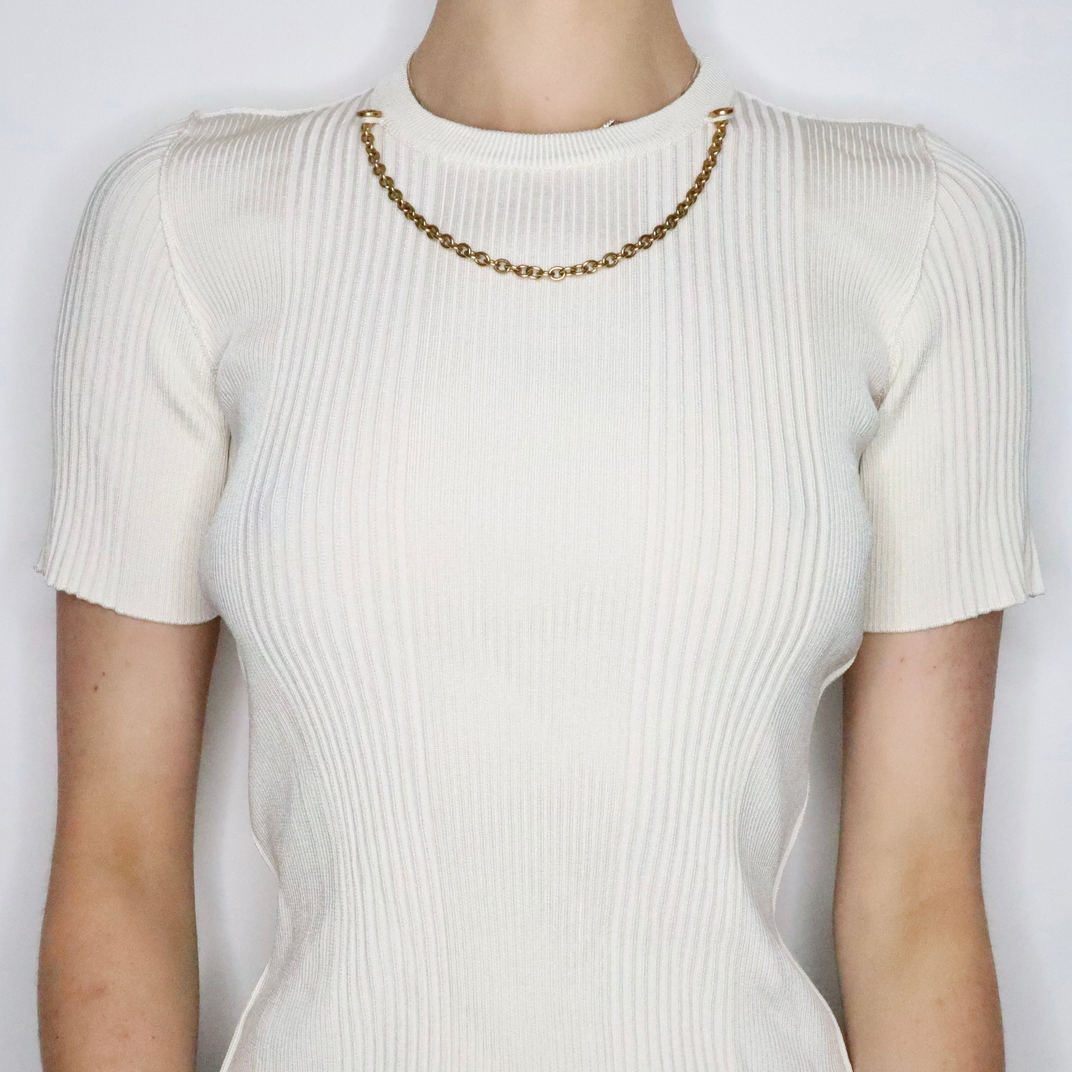 Givenchy Cream Ribbed Knit Top (Small)