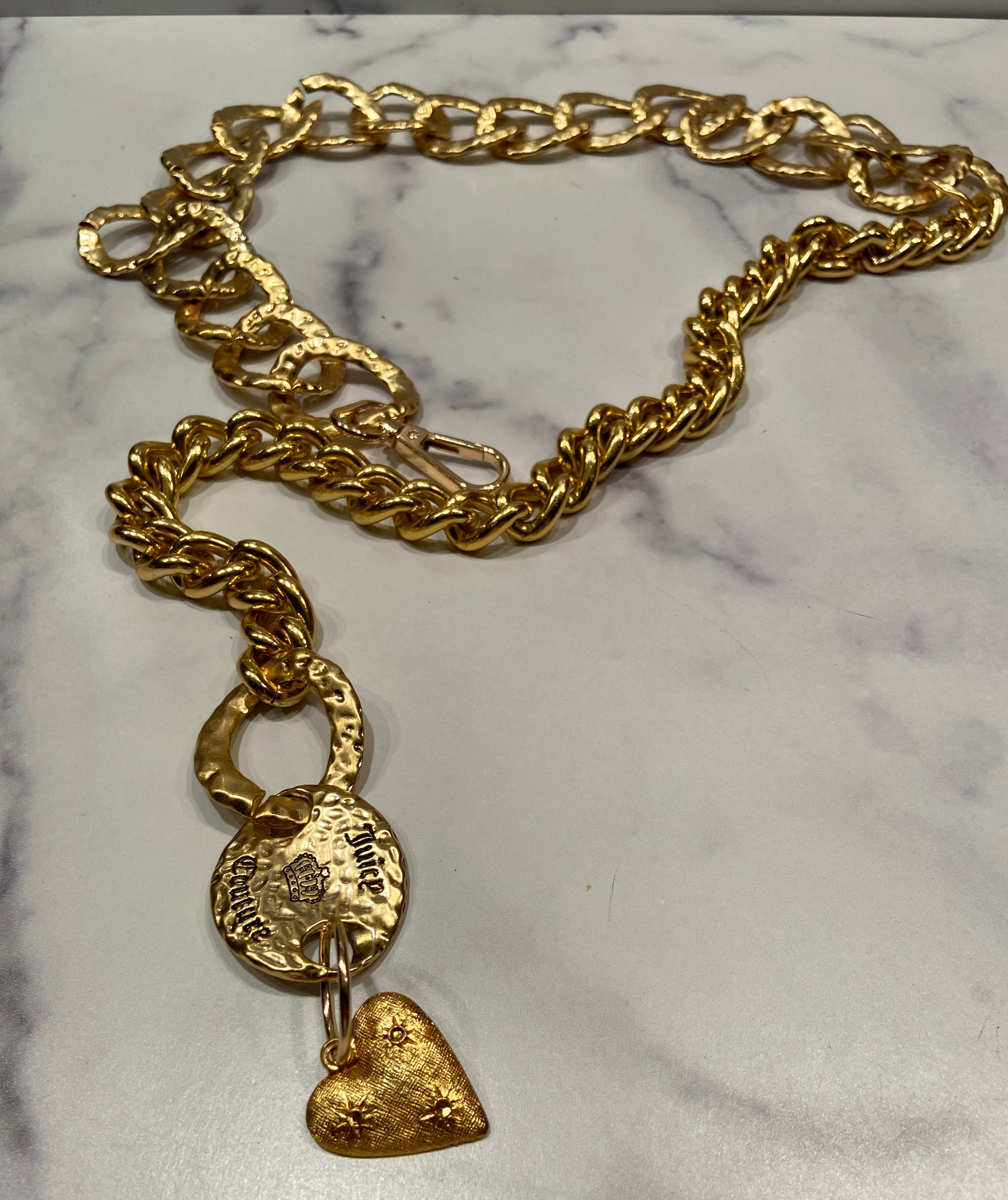 Juicy Couture Heart Charm Gold Chain Belt