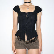 Black Button Up Blouse (XS-S) 