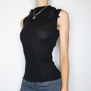 Black Sleeveless Knit Top (Small) 