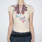 Beaded Paisley Tee (S-M) 
