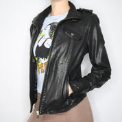 Italian Black Leather Moto Jacket (Medium)