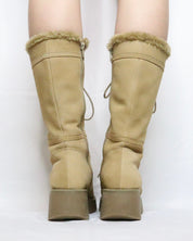 Tan Platform Lace Up Boots (6.5 US)