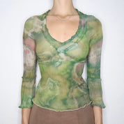 Italian Green Babydoll Blouse (XS-S) 