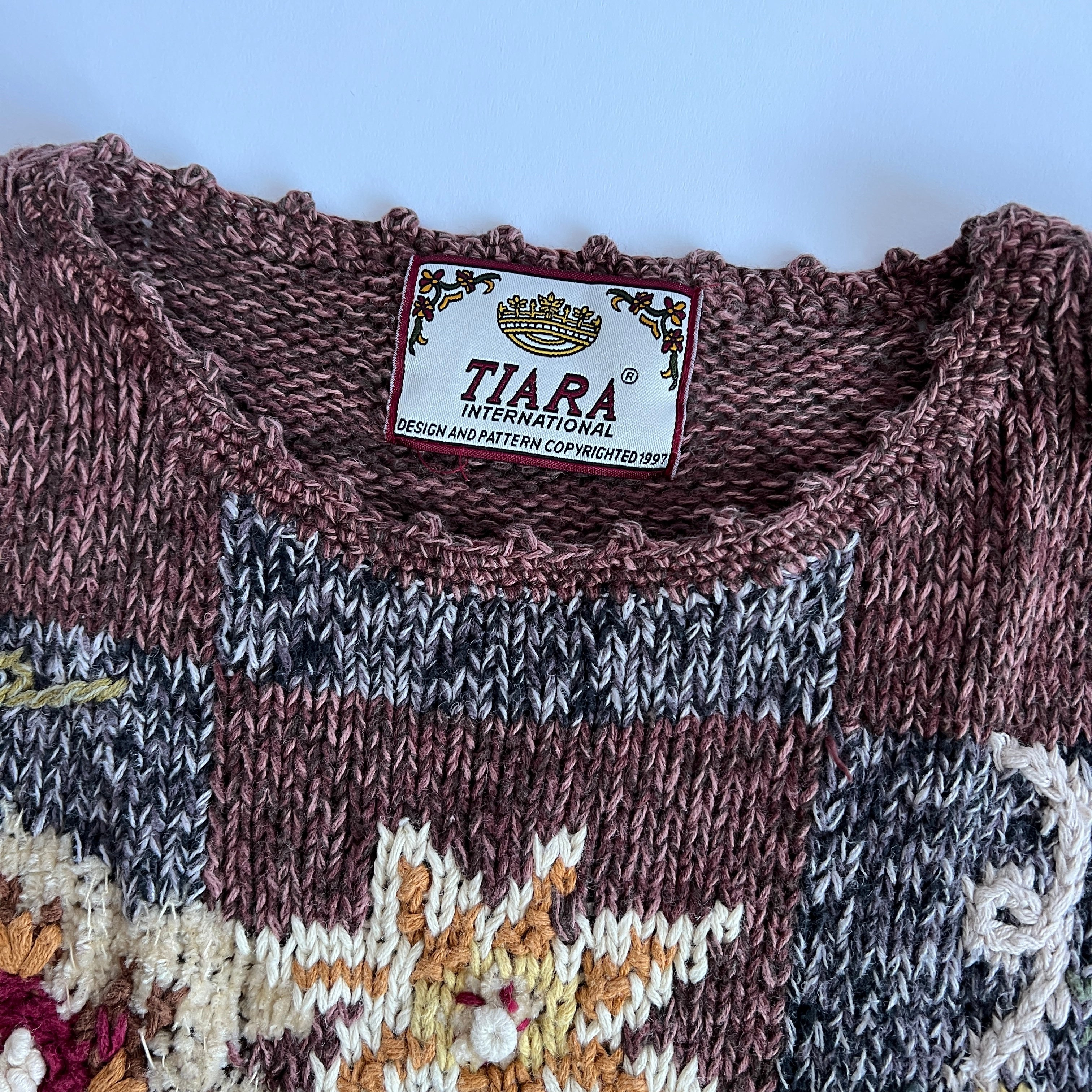 90s distressed floral sweater