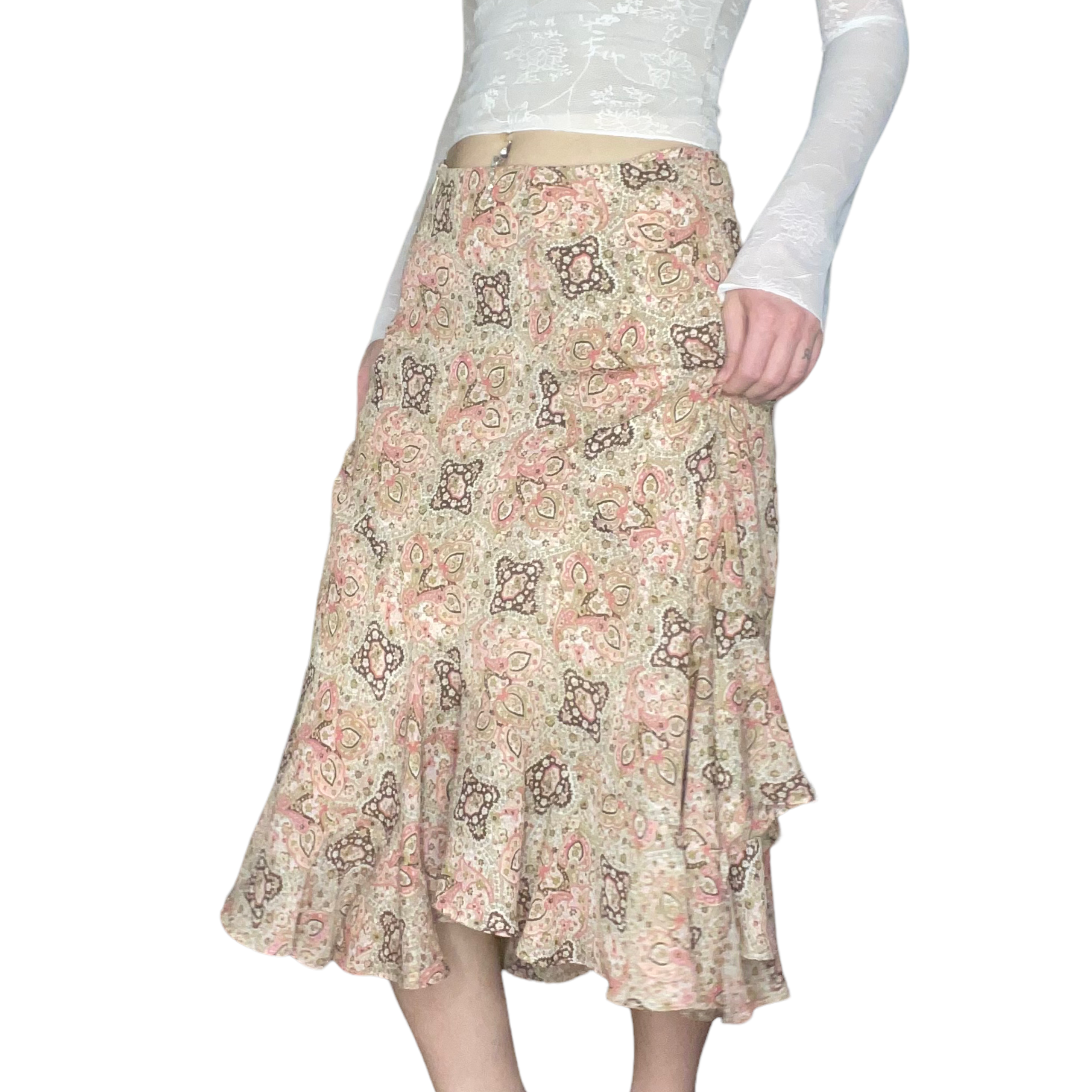Pink paisley printed skirt