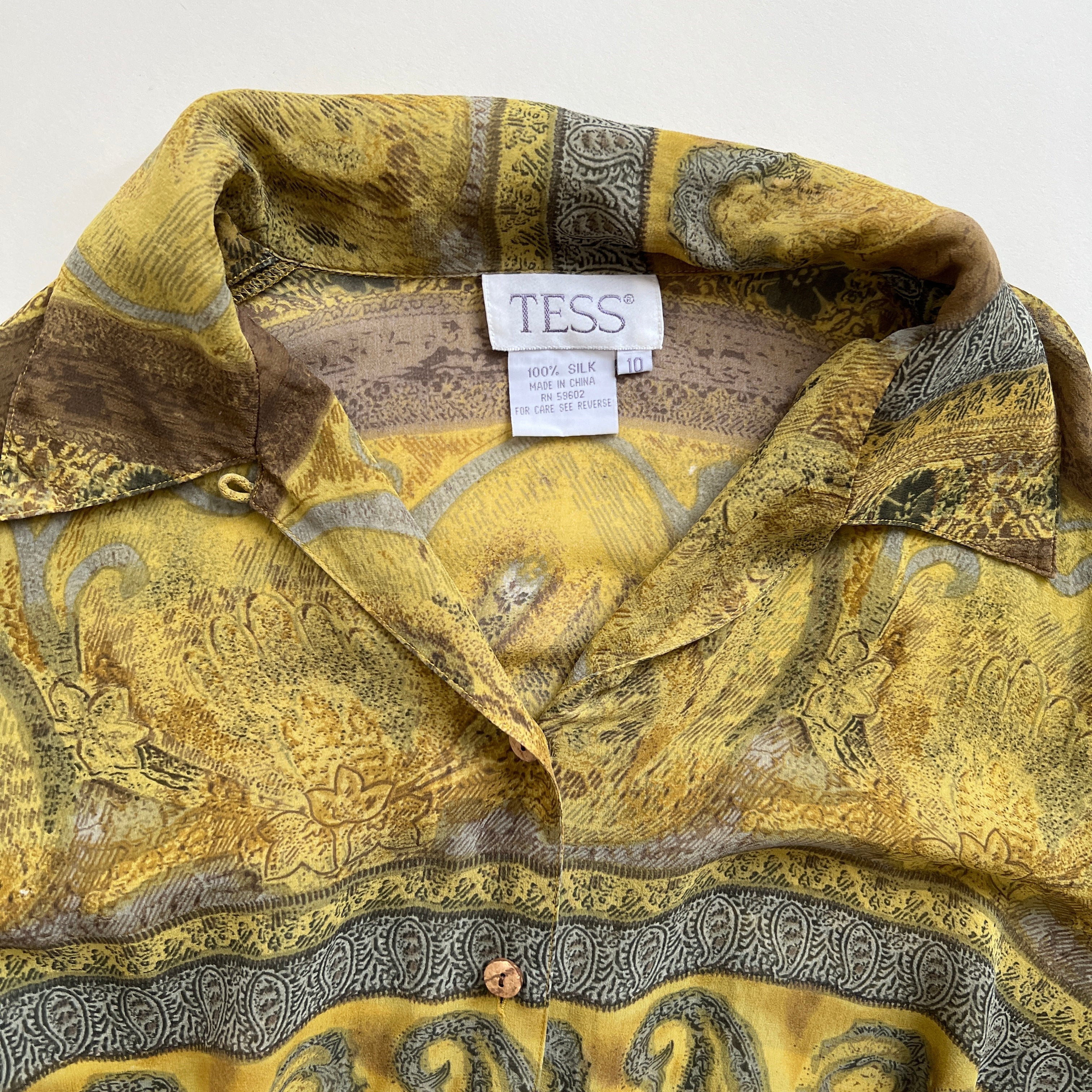 Sheer printed silk shirt