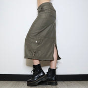 Khaki Cargo Midi Skirt (S-M) 