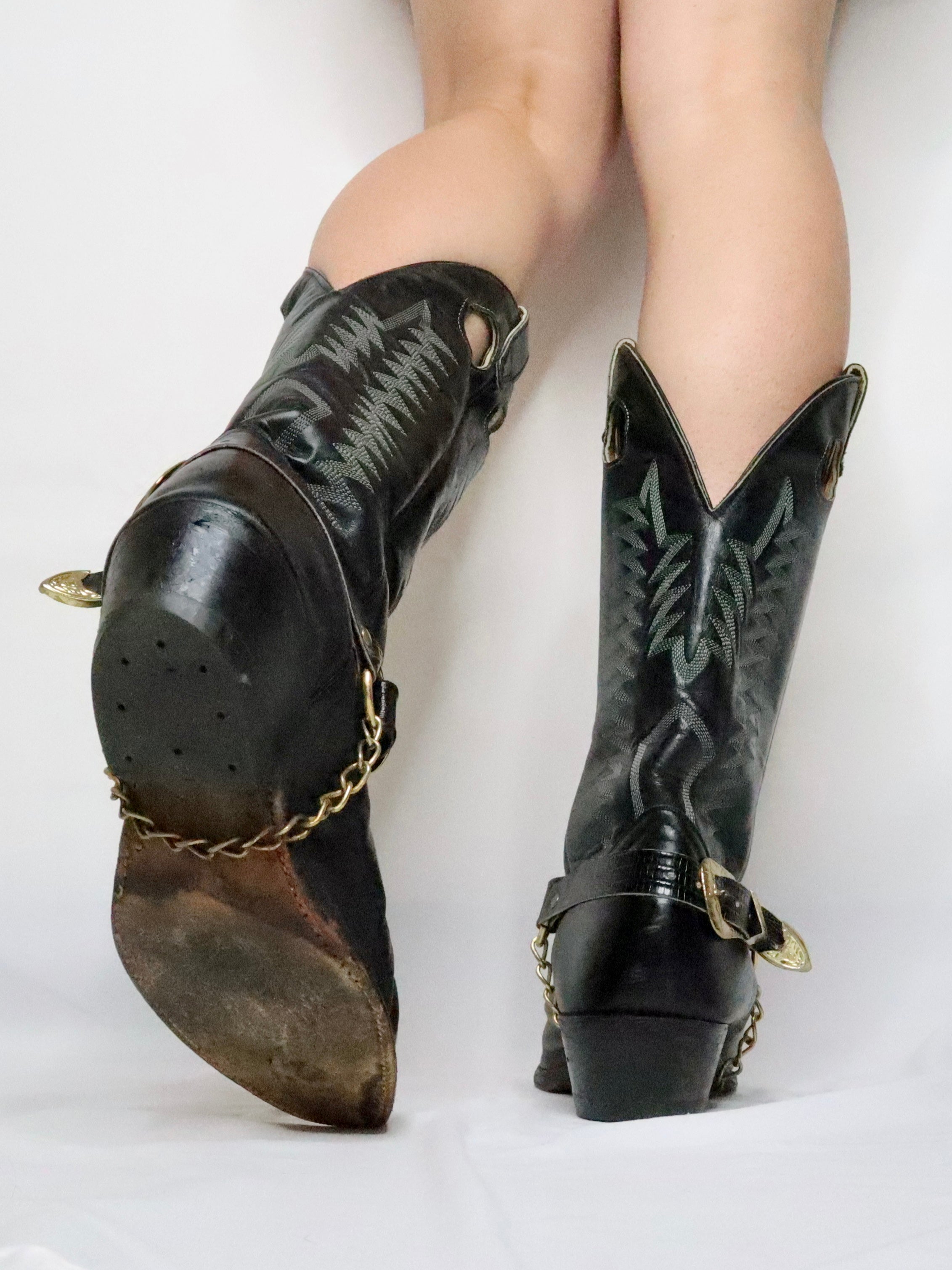 Black Cowboy Boots (8.5-9 US)