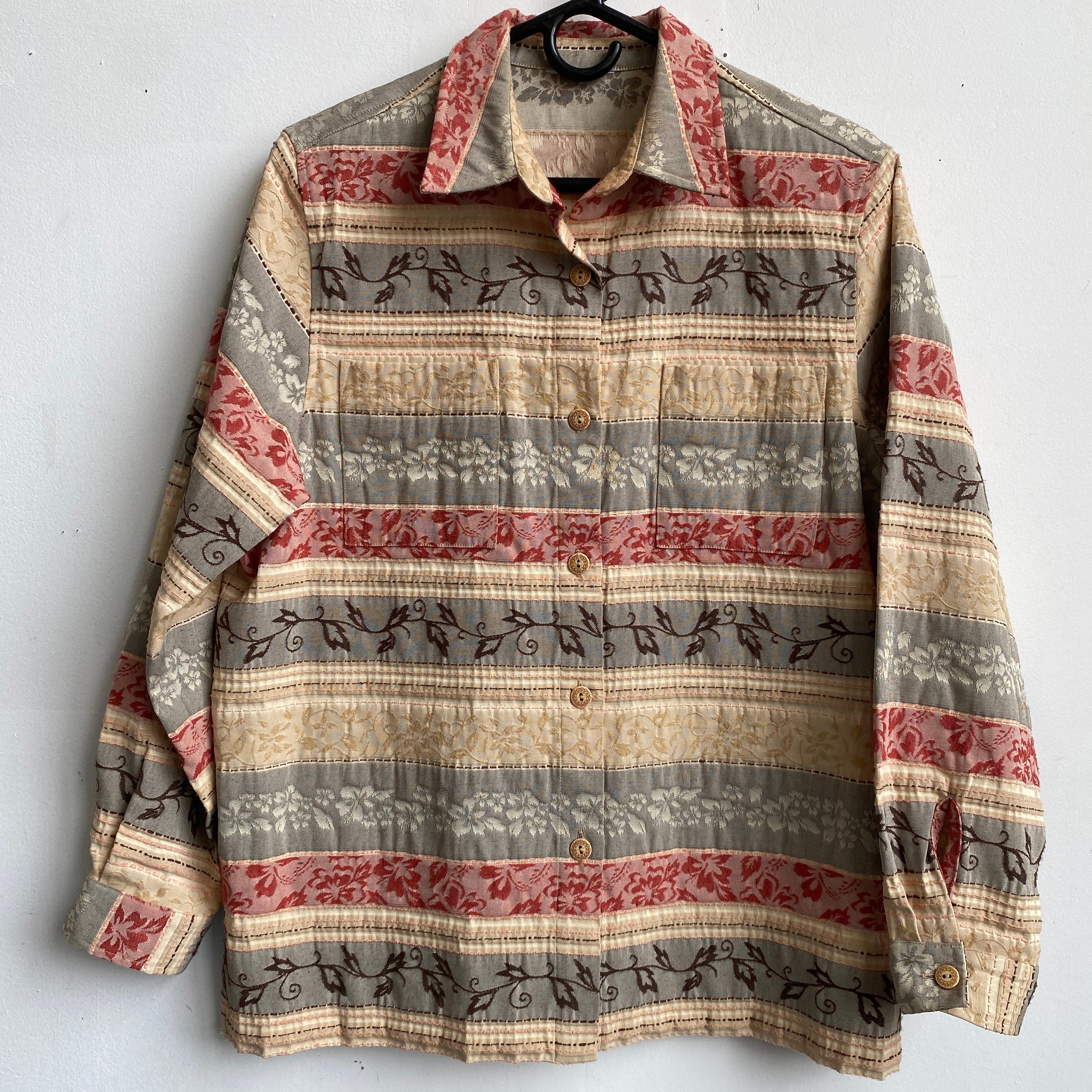 Woven floral stripe shirt