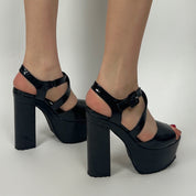 Snake Skin Print Black Platform Heels (8)