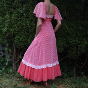 Red Pinstripe Prairie Dress (XS)