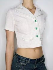 Cropped Off White Blouse (XS-S) 