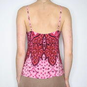 Pink Silk Paisley Milkmaid Cami (M-L)
