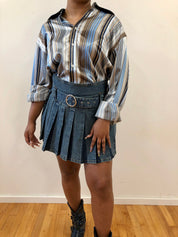 Stripped silk button down XL