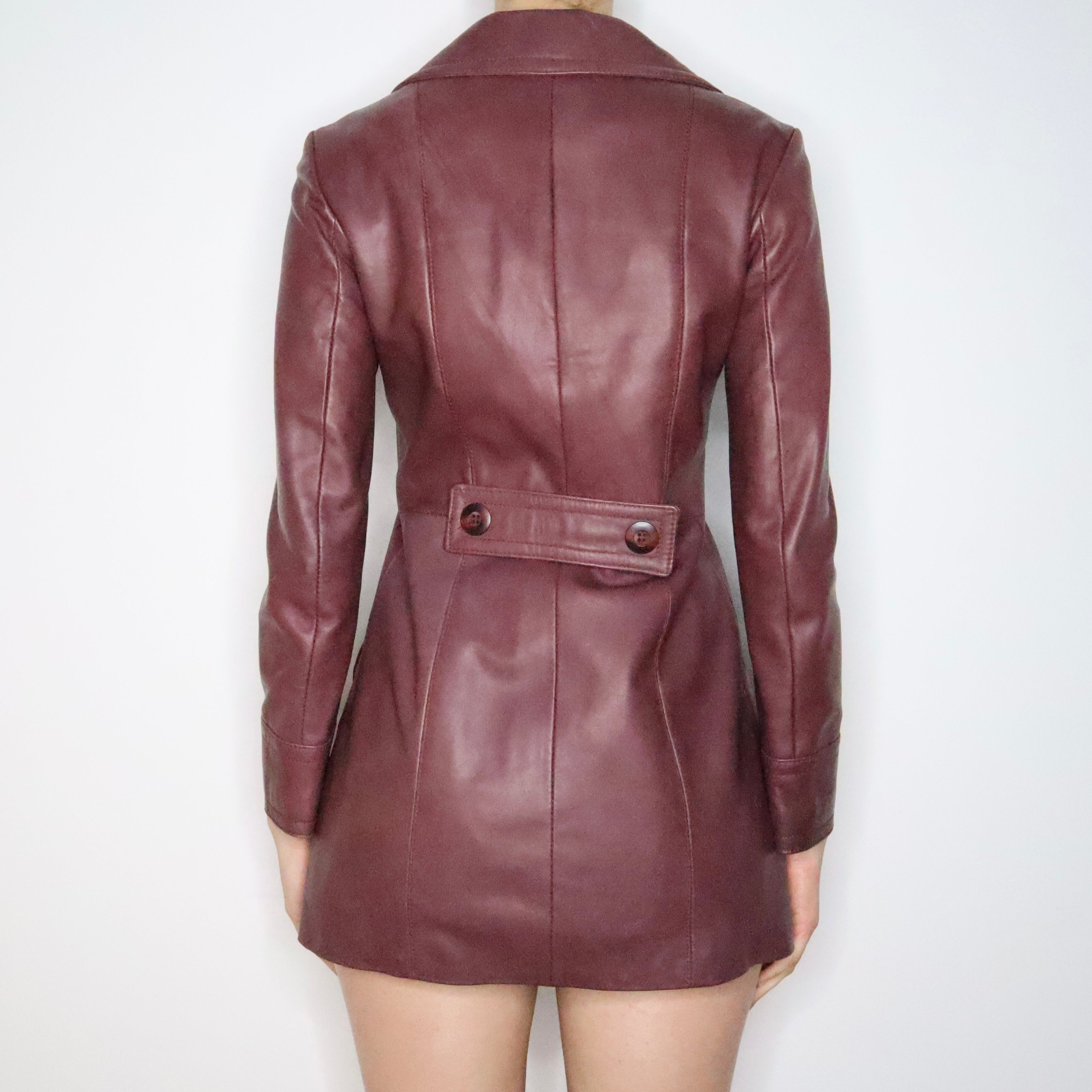 Burgundy Italian Leather Jacket (Small)