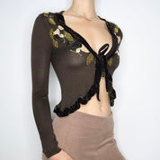 Moschino Brown Silk Fairy Cardigan (Small)